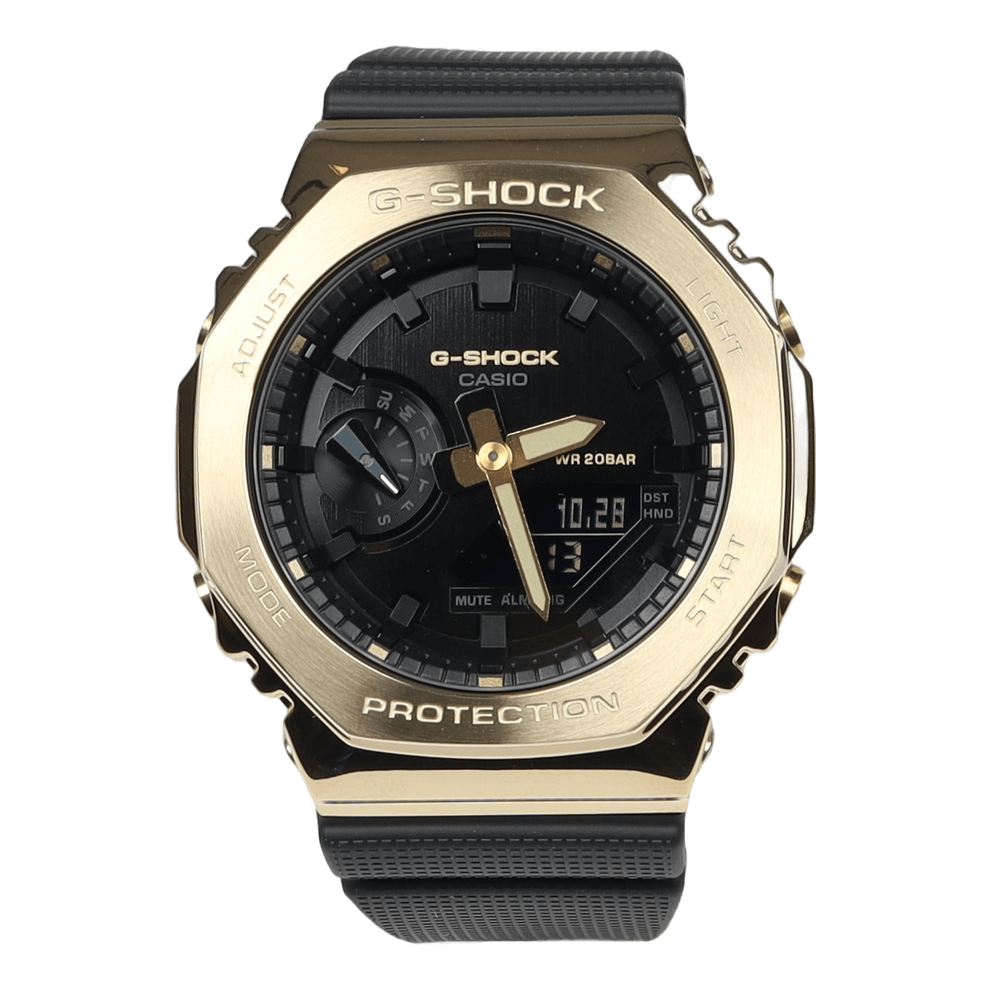 GM-2100 FULL METAL GOLD BEZEL BLACK DAIL WATCH