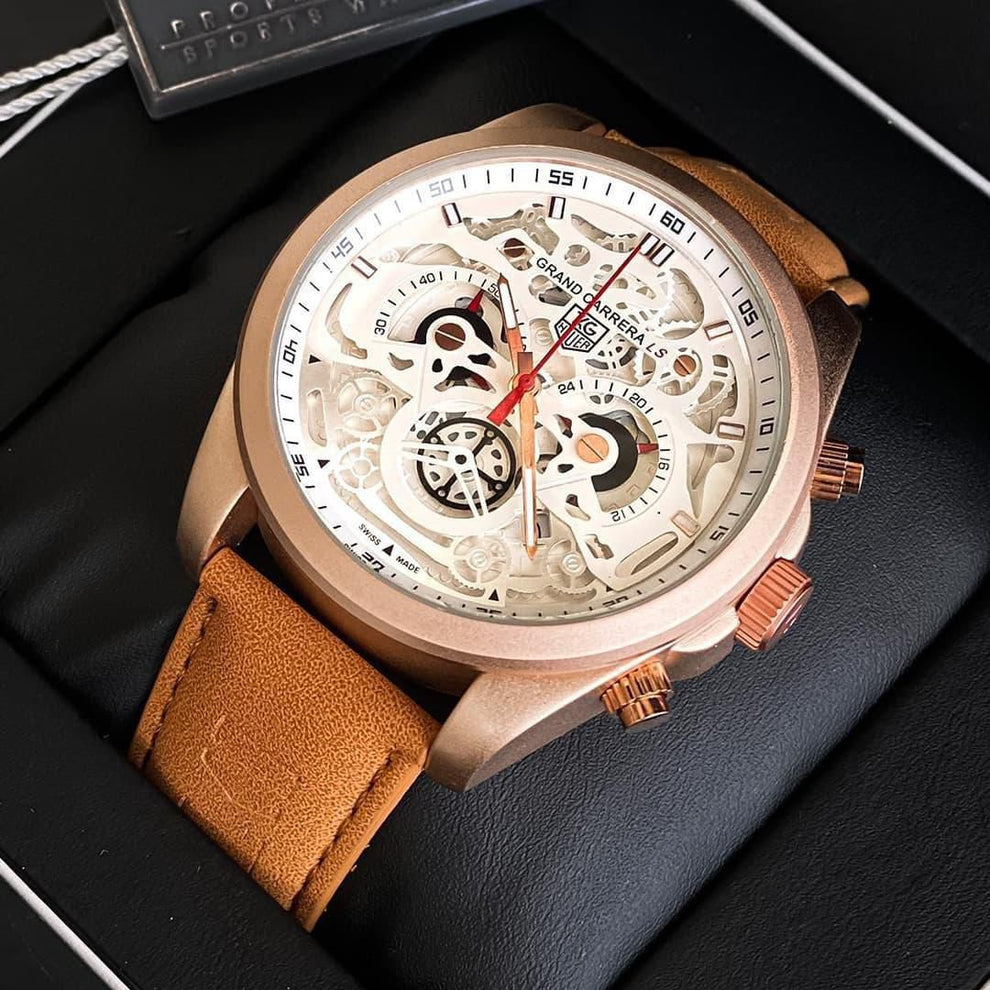 Tag Heuer Grand Carrera - Brown White Leather Belt